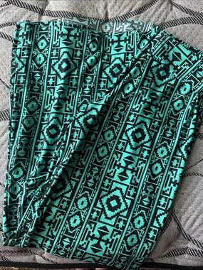 Women’s Turquoise & Black Aztec Wide Leg Pants